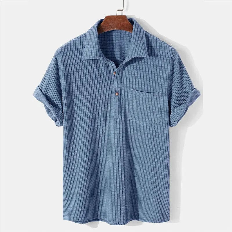 Modinzi mens Shirts Blue / S Men’s Textured Short Sleeve Shirt – Lightweight Summer Casual Top