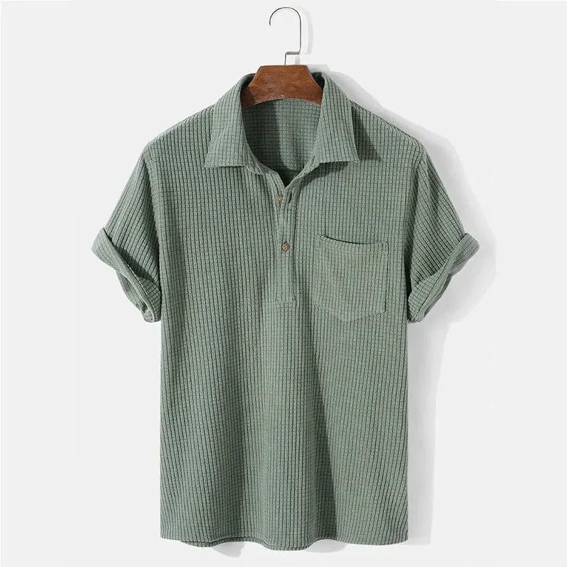 Modinzi mens Shirts Green / S Men’s Textured Short Sleeve Shirt – Lightweight Summer Casual Top