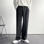Modinzi Mens Trousers black / S Men’s Wide-Leg Pleated Trousers – Modern Relaxed Fit Dress Pants