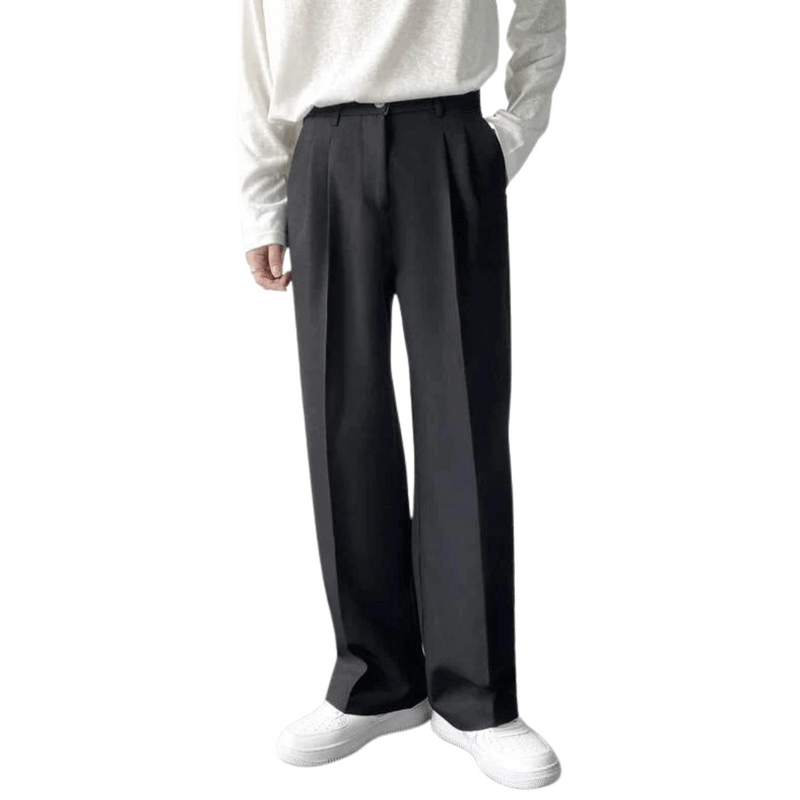 Modinzi Mens Trousers Men’s Wide-Leg Pleated Trousers – Modern Relaxed Fit Dress Pants