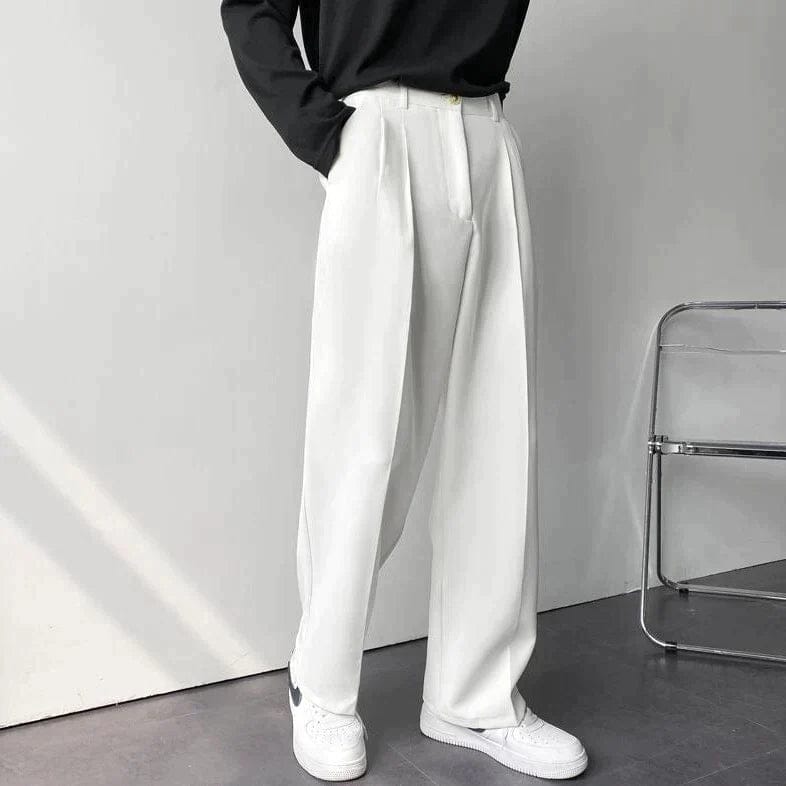 Modinzi Mens Trousers Men’s Wide-Leg Pleated Trousers – Modern Relaxed Fit Dress Pants