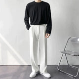 Modinzi Mens Trousers Men’s Wide-Leg Pleated Trousers – Modern Relaxed Fit Dress Pants