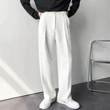 Modinzi Mens Trousers White / S Men’s Wide-Leg Pleated Trousers – Modern Relaxed Fit Dress Pants