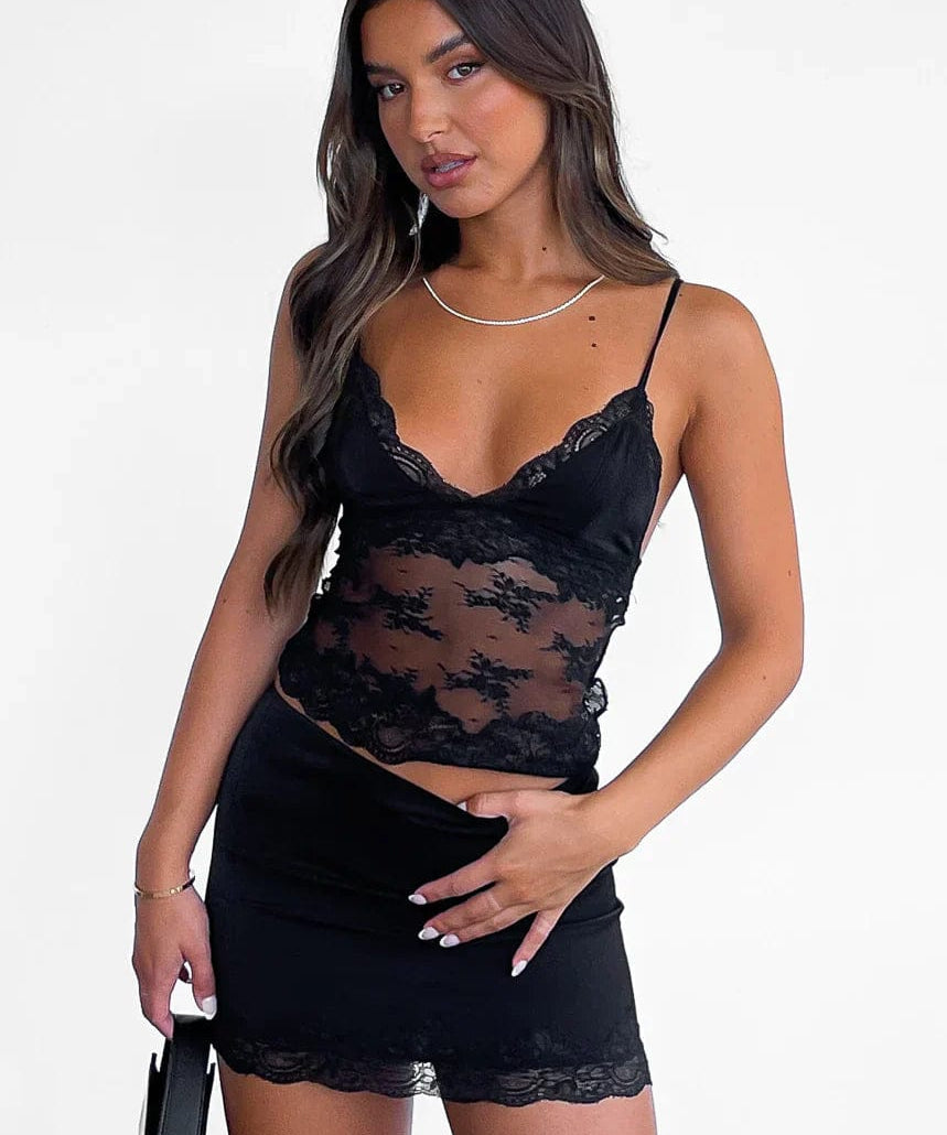 Modinzi Black and Wite / 6 Midnight Allure – Lace Camisole Top