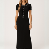 Modinzi black / 6 (XS) Monaco Line – Ribbed Polo Maxi Dress