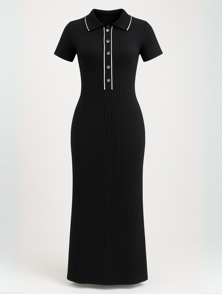 Modinzi Monaco Line – Ribbed Polo Maxi Dress