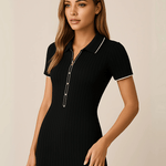 Modinzi Monaco Line – Ribbed Polo Maxi Dress