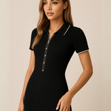 Modinzi Monaco Line – Ribbed Polo Maxi Dress