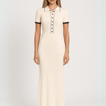 Modinzi white / 6 (XS) Monaco Line – Ribbed Polo Maxi Dress