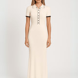 Modinzi white / 6 (XS) Monaco Line – Ribbed Polo Maxi Dress