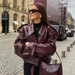 Modinzi Burgundy / 6 (XS) Monarch Frame – Oversized Leather Jacket