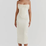 Celeste Cascade – Pearl Fringe Corset Dress