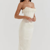 Celeste Cascade – Pearl Fringe Corset Dress