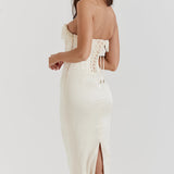 Celeste Cascade – Pearl Fringe Corset Dress