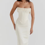 Celeste Cascade – Pearl Fringe Corset Dress