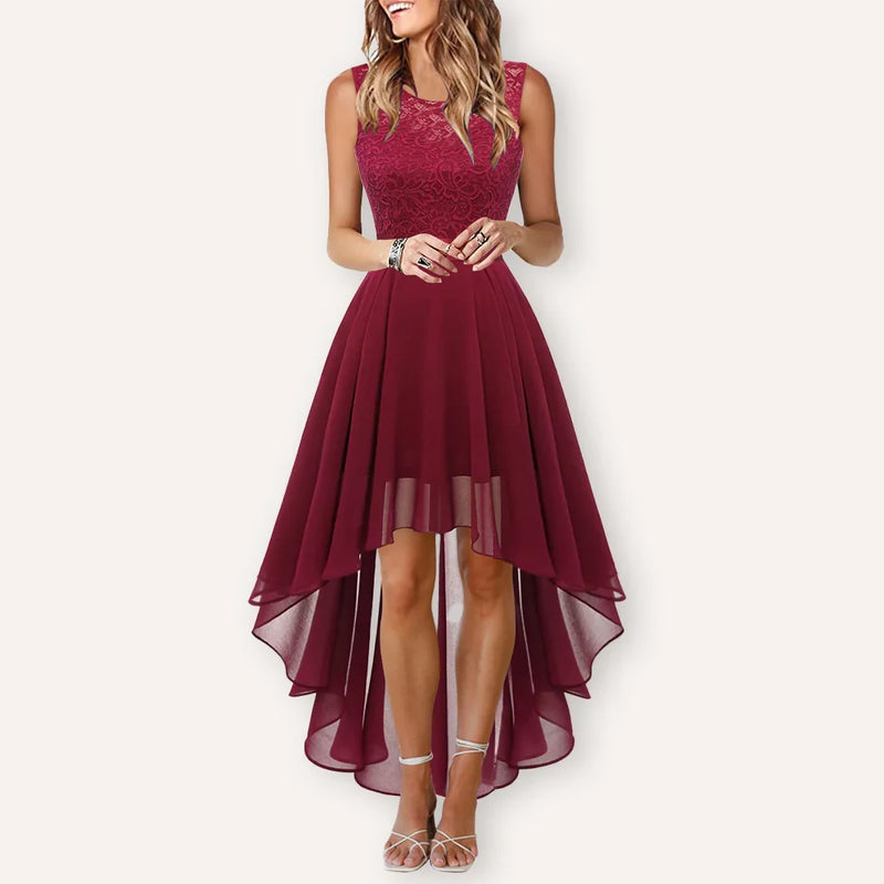 Midnight Waltz – Lace Bodice High-Low Dress