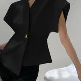 Modinzi tops black / 6 (XS) Noelle Edge – Minimal Fold Top