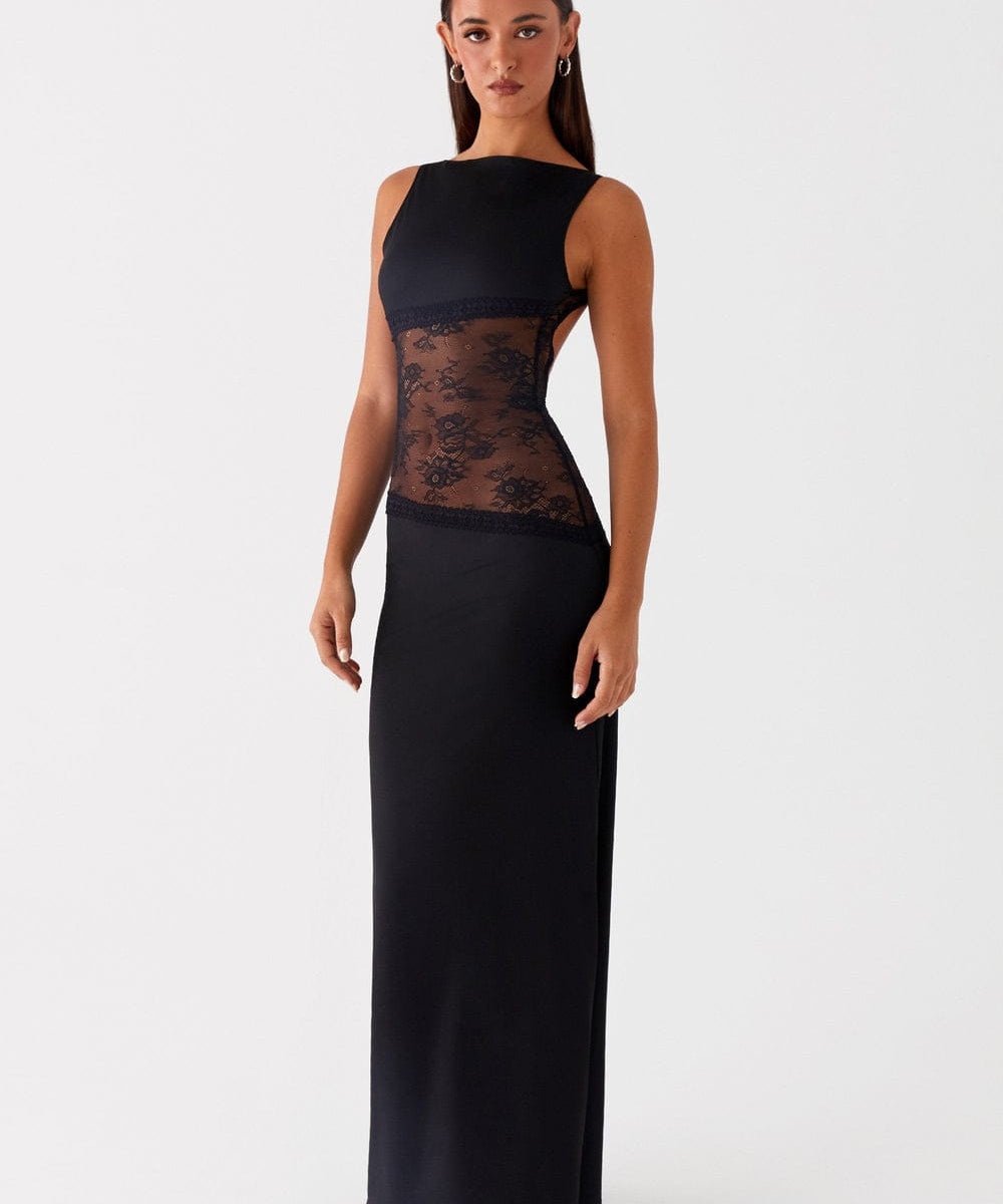 Modinzi Black and Wite / 6 Noir Mystique – Lace Panel Maxi Dress