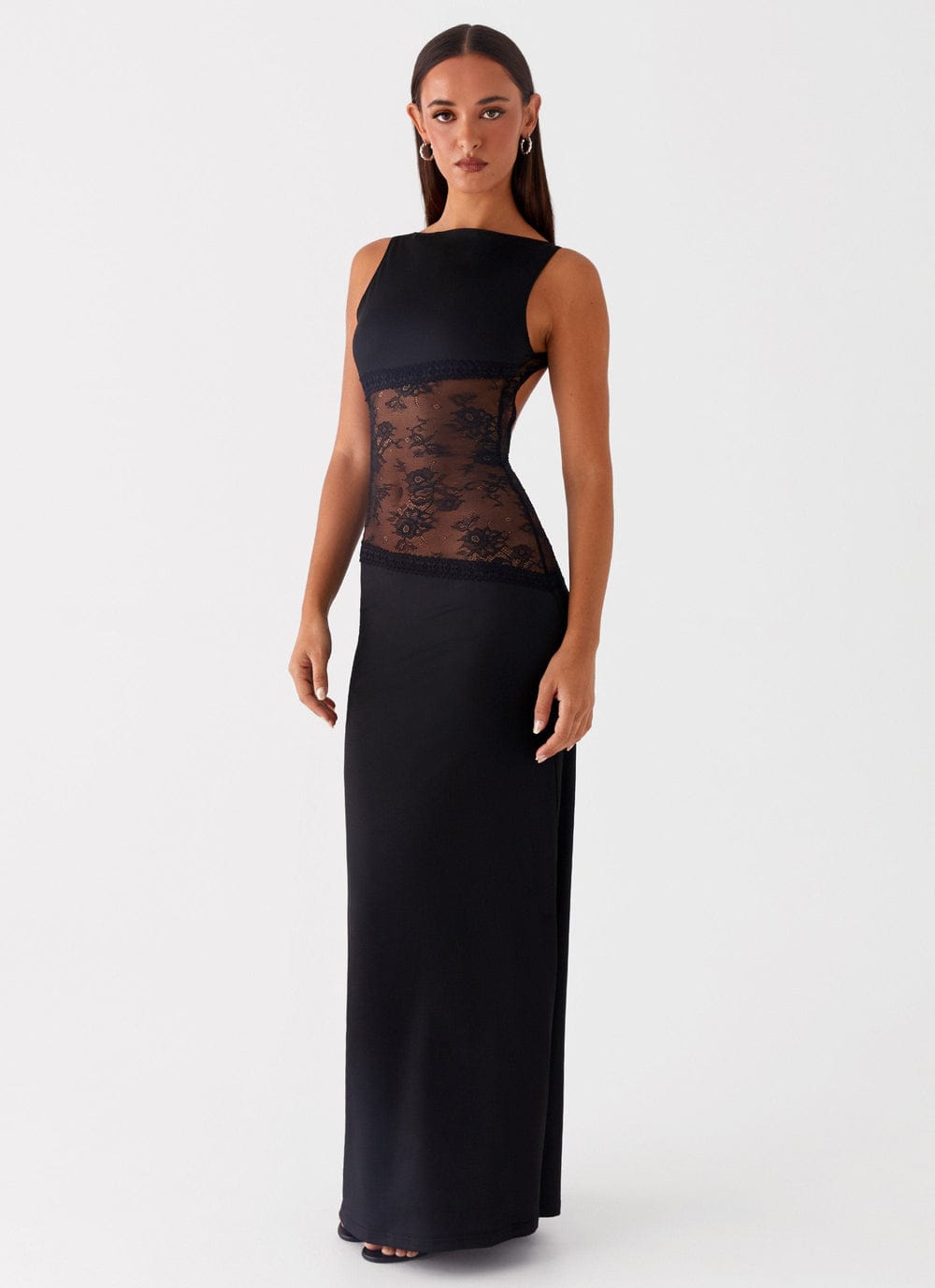 Modinzi Black and Wite / 6 Noir Mystique – Lace Panel Maxi Dress