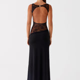Modinzi Noir Mystique – Lace Panel Maxi Dress