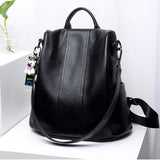 Leather backpack with anti-theft protection