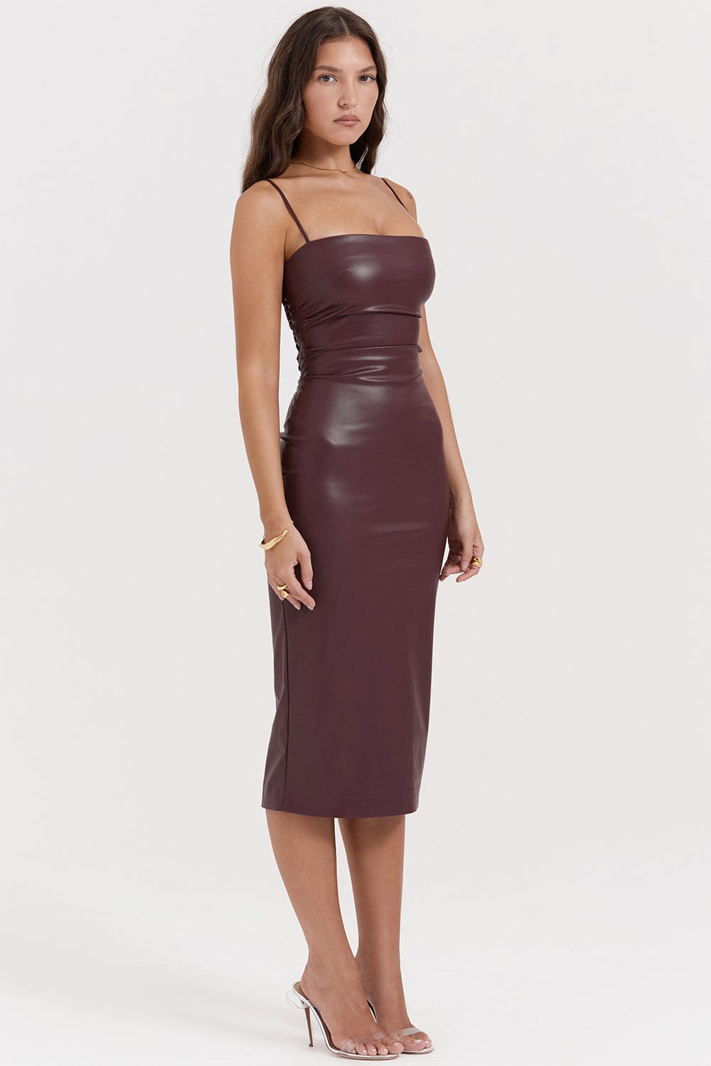 Modinzi Mulberry / 6 Onyx Edge – Lace-Up Midi Dress