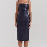 Modinzi Onyx Edge – Lace-Up Midi Dress