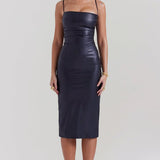 Modinzi Onyx Edge – Lace-Up Midi Dress