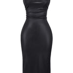 Modinzi Onyx Edge – Lace-Up Midi Dress