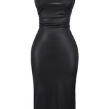 Modinzi Onyx Edge – Lace-Up Midi Dress