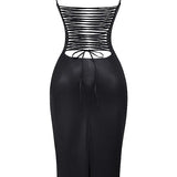 Modinzi Onyx Edge – Lace-Up Midi Dress