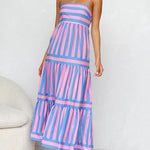Modinzi Midi dress Blue / 8 (S) Playful Whimsy Stripe Midi Dress – Bold Summer Charm