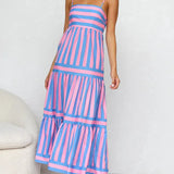 Modinzi Midi dress Blue / 8 (S) Playful Whimsy Stripe Midi Dress – Bold Summer Charm