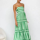 Modinzi Midi dress Green / 8 (S) Playful Whimsy Stripe Midi Dress – Bold Summer Charm