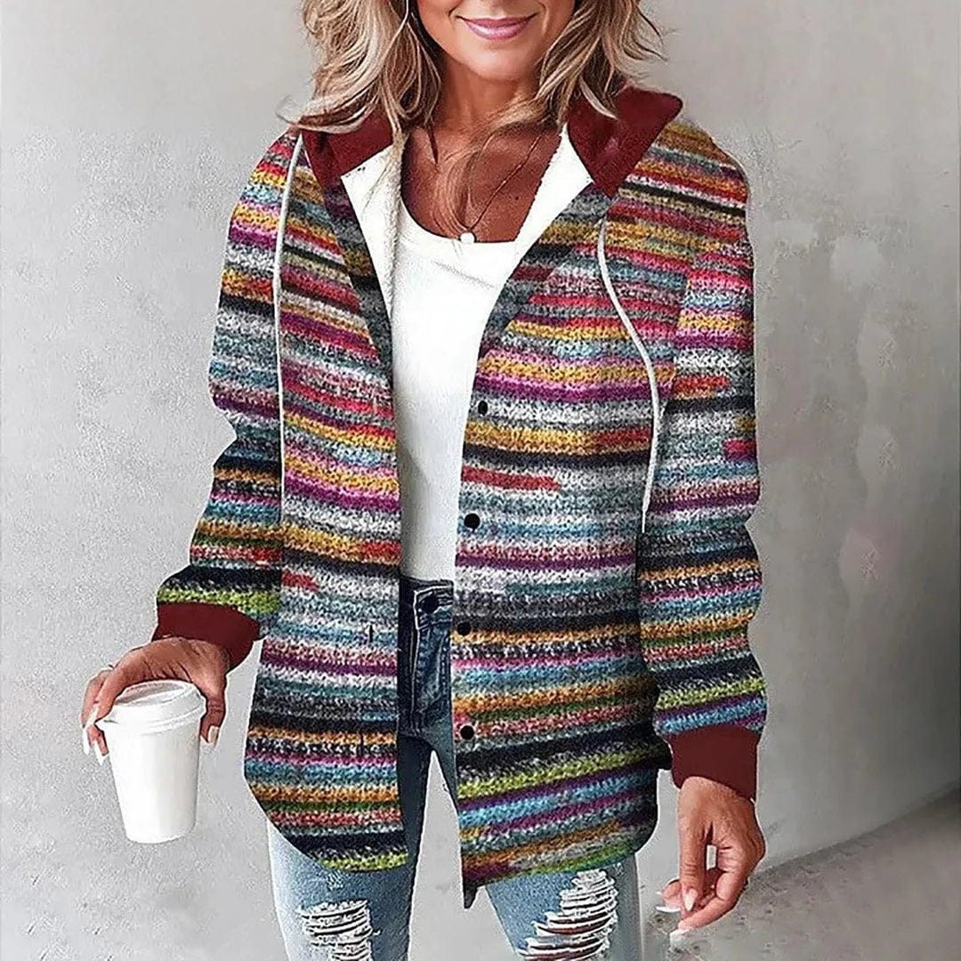 Modinzi Multicolor / 6 (XS) Raya Trail – Multistripe Knit Hoodie Jacket