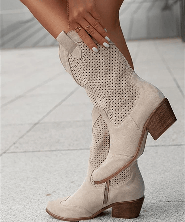 Modinzi Beige / 4 Raya West – Perforated Western Boot