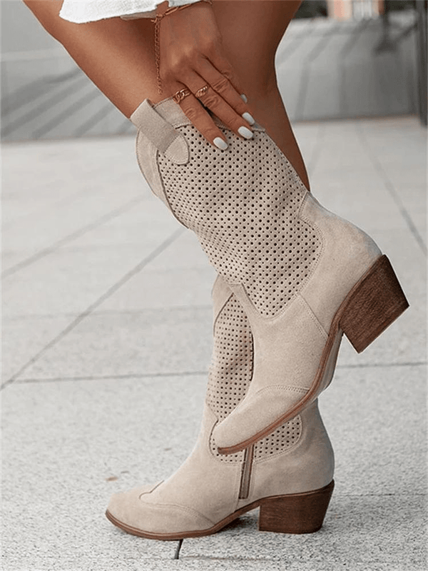 Modinzi Beige / 4 Raya West – Perforated Western Boot