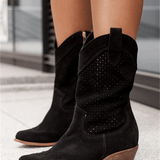 Modinzi black / 4 Raya West – Perforated Western Boot