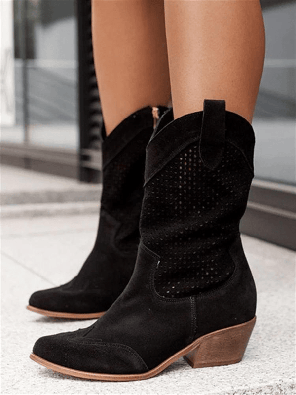 Modinzi black / 4 Raya West – Perforated Western Boot