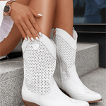 Modinzi White / 4 Raya West – Perforated Western Boot