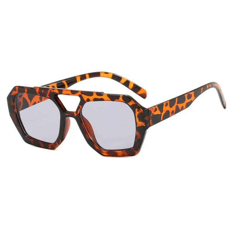 Modinzi Leopard Blue Renna – Geometric Frame Sunglasses