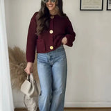 Modinzi Burgundy / 6 (XS) Rowan Loop – Chunky Button Cardigan