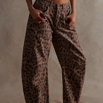 Modinzi Animal / 6 (XS) Sable Rush – Leopard Print Wide-Leg Jeans