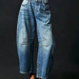 Modinzi Dark Blue / 6 (XS) Sable Rush – Leopard Print Wide-Leg Jeans