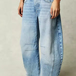 Modinzi Dusty Denim / 6 (XS) Sable Rush – Leopard Print Wide-Leg Jeans