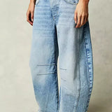 Modinzi Dusty Denim / 6 (XS) Sable Rush – Leopard Print Wide-Leg Jeans