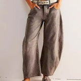 Modinzi Grey / 6 (XS) Sable Rush – Leopard Print Wide-Leg Jeans