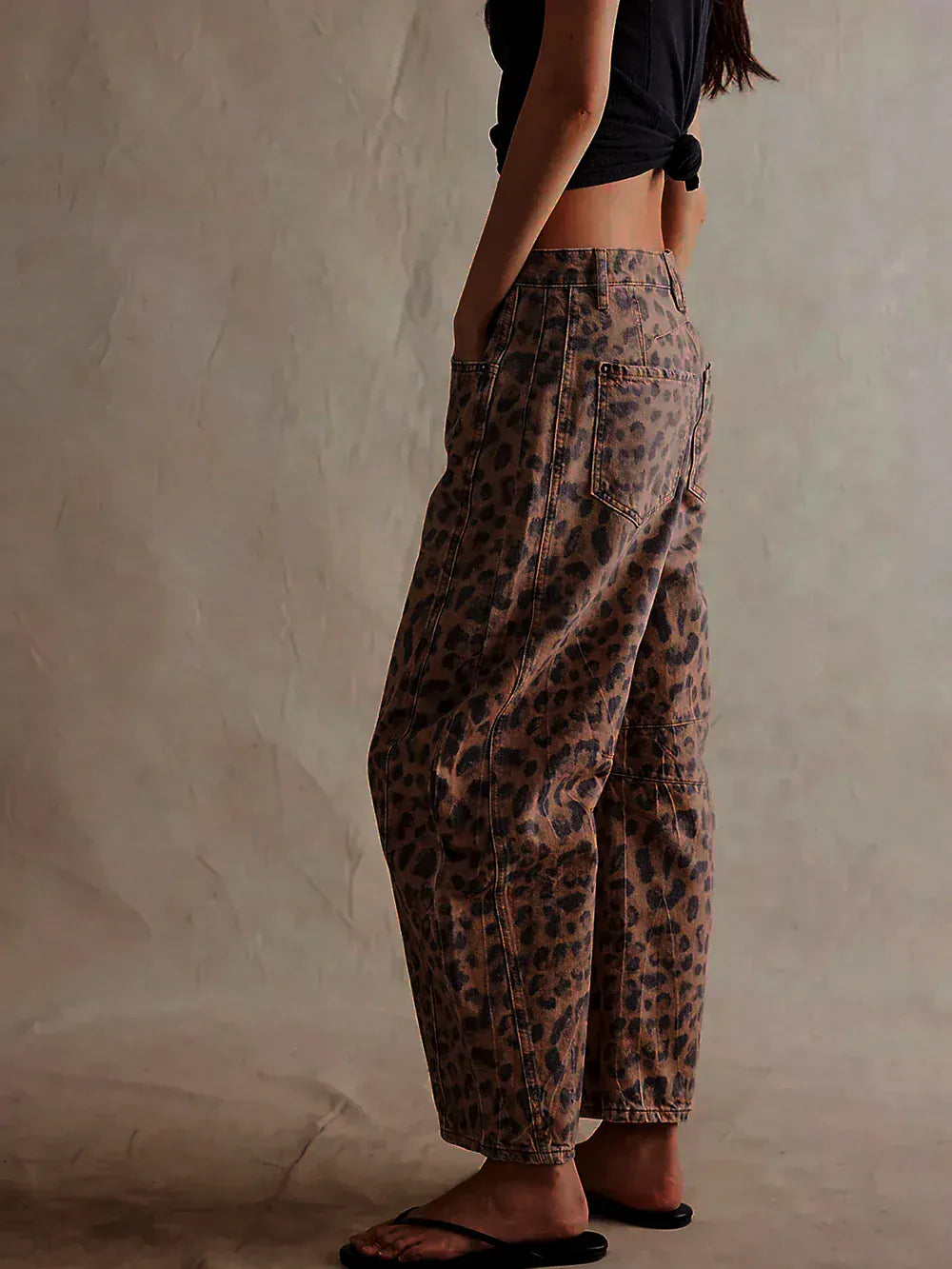 Modinzi Sable Rush – Leopard Print Wide-Leg Jeans