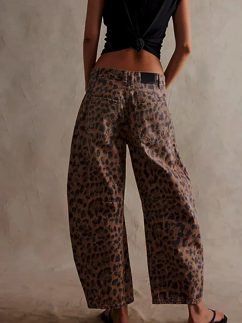 Modinzi Sable Rush – Leopard Print Wide-Leg Jeans