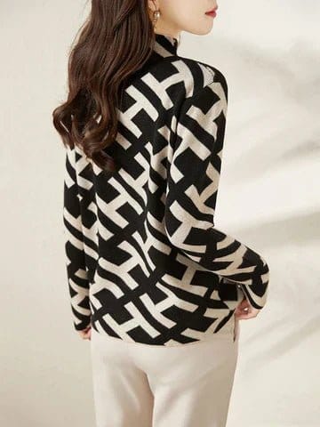 Modinzi Sena Geometric – Modern Mock Neck Sweater